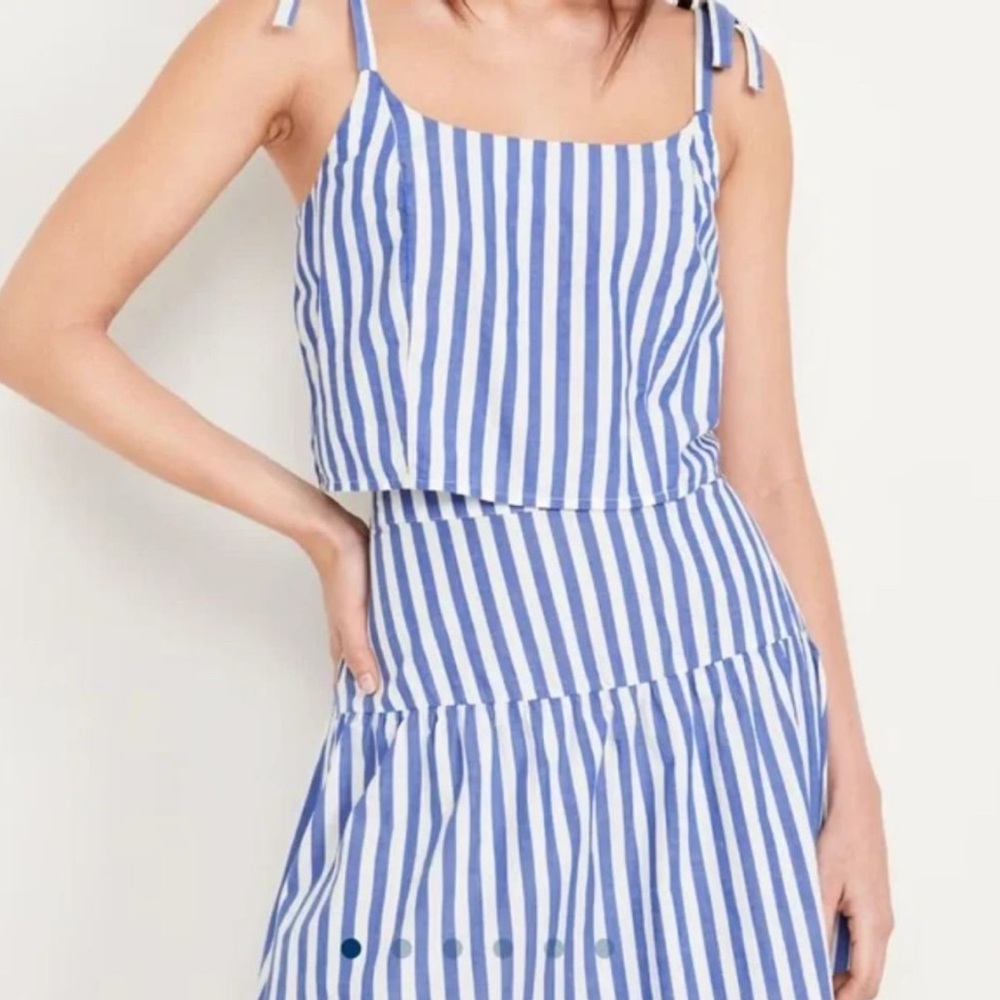 Old Navy Chambray Dropped-Waist Skirt (SM) & Cami Crop Top (MED) Set